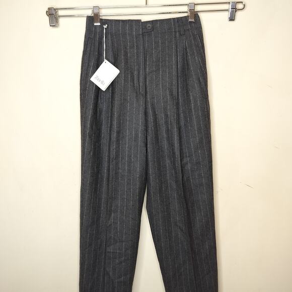 Zanella Wool Dress Pants Pinstripe Made In Italy Pleated Trousers - Picture 4 of 13